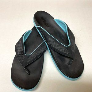 Women's Adidas Black and Teal Flip-Flops Size: 9